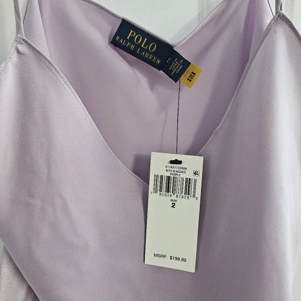 ❤️SPECIAL❤️NWT. POLO RALPH LAUREN Satin V-Neck Cami In Lavender - Picture 7 of 14